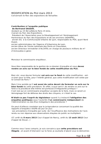 Contribution ADAHPE enquête publique PLU secteur Grand Parc proche de la Tour Triangle